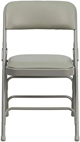Metal HERCULES Series 4 Pack Braced Hinged Chair Gray & Curved Folding Vinyl Double Triple