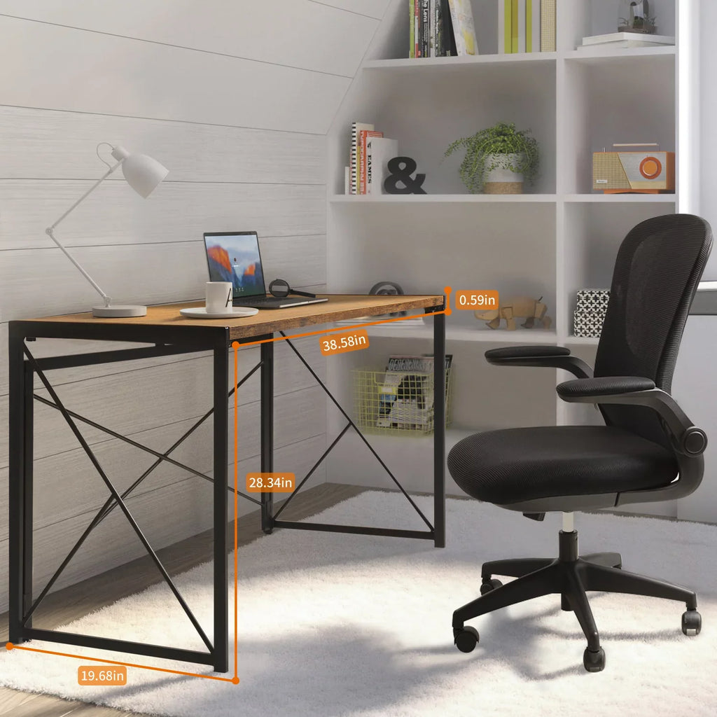 Simple Lacoo Home Writing inches Desk, 40 Study Office Modern Desk Brown