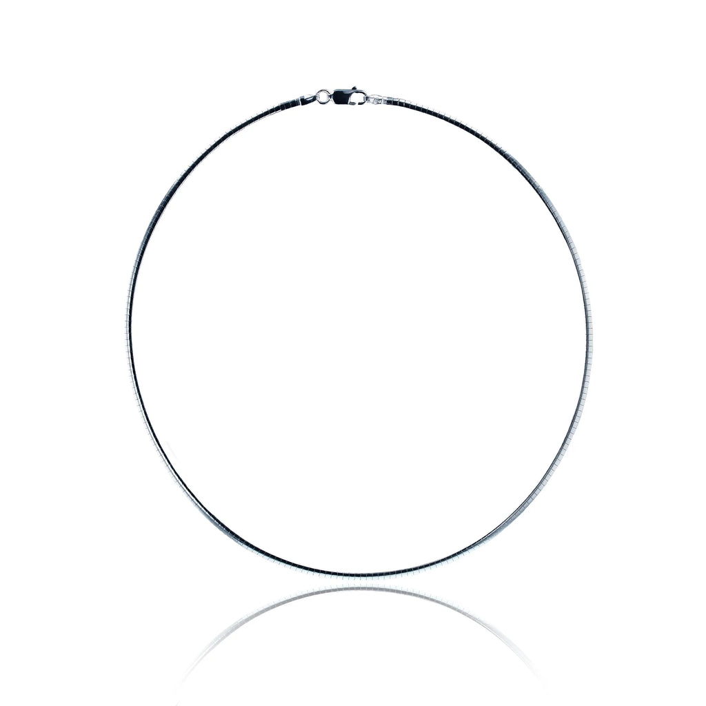 024 Chain Silver 20" 2.40mm Plated Anti-Tarnish Silver Cubetto & Sterling Omega