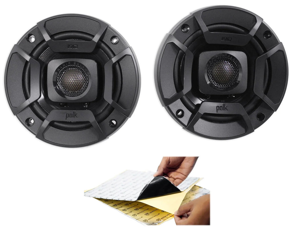 Speakers+Rockmat (2) Car Watt DB402 4" Polk 270 ATV/Motorcycle/Boat Audio Audio