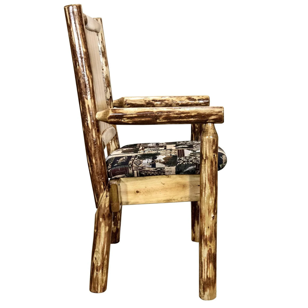 Laser Tree Chair, w/ Captain's Upholstery Engraved Collection Design Pine Country Glacier Woodland