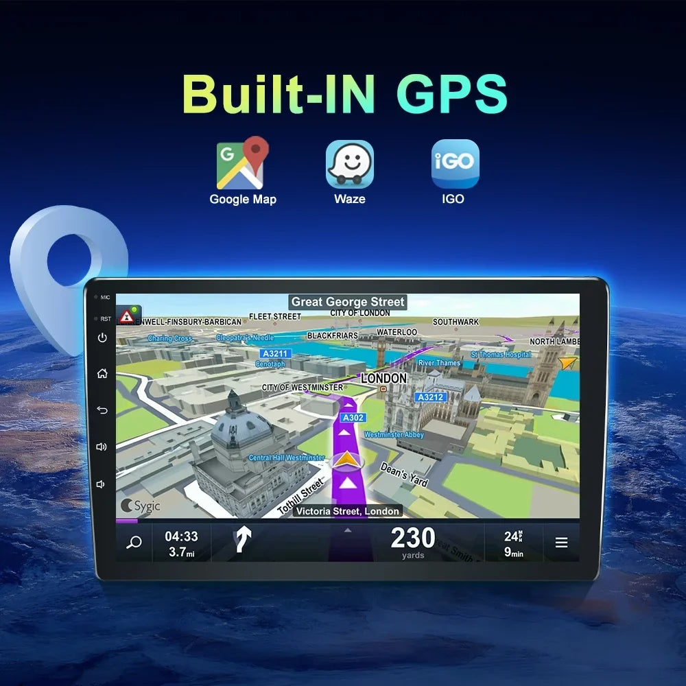 GPS Android ROM Car Navigation Built-in 2014-2019 Control with 10 Steering Host 4G Carplay/Android Wheel 64G RAM Radio Auto, for WiFi Bluetooth Highlander