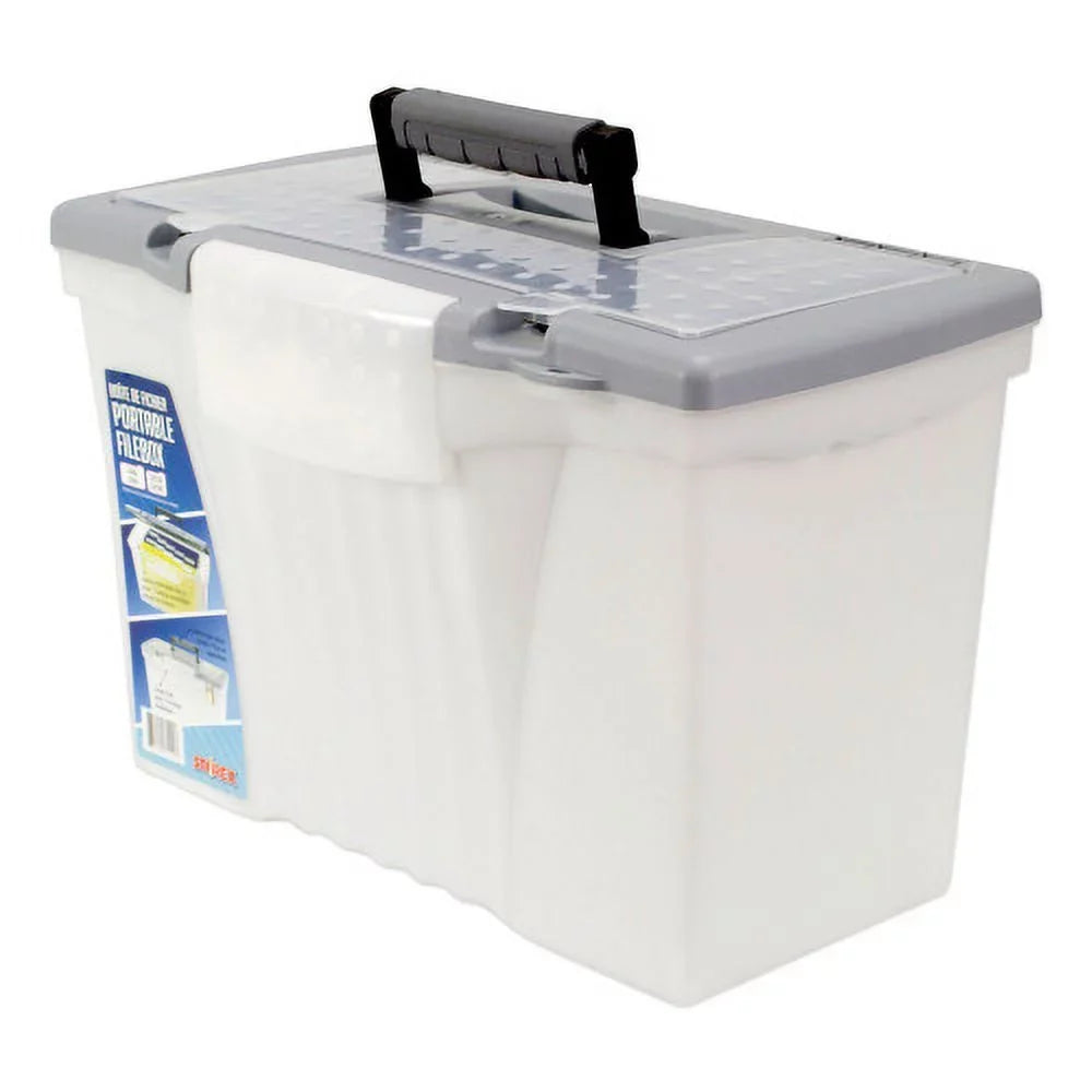 x Organizer 14.5" 12", 10.5" Clear/Silver with Portable x Letter/Legal Files, Lid, Storex Filebox Letter/Legal