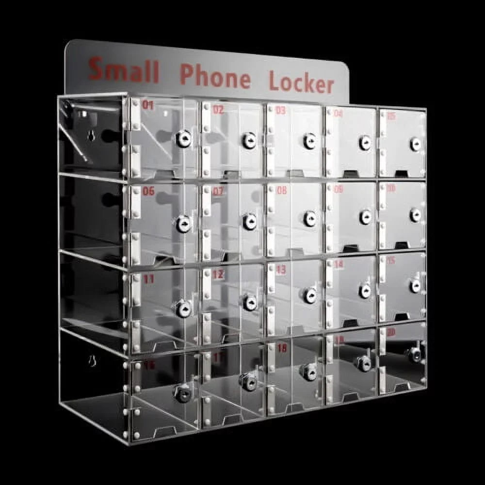 Clear Storage Cell Slots w/ Acrylic Thickened Keys Phone 20 Locker Cellphone Box