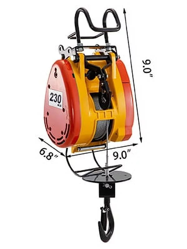 507lbs Trolley Remote Capacity Winch 98ft/30m Steel VEVOR Wire Volts Length 230kg Electric System Phase Pulley Control Electric 1 Crane with Hoist Electric Rope 110 with Lift Overhead