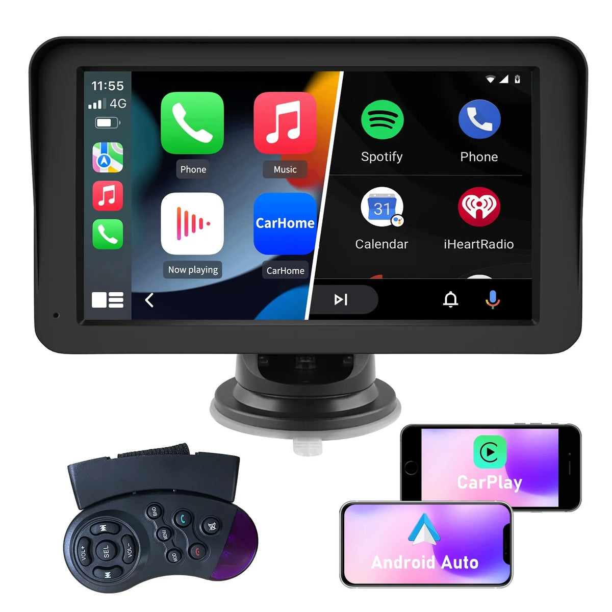 Stereo Support Audio, 7 Android Screen Carplay Bluetooth Awesafe Video GPS Touch inch Car with Auto Navigation,FM Wireless , Music,