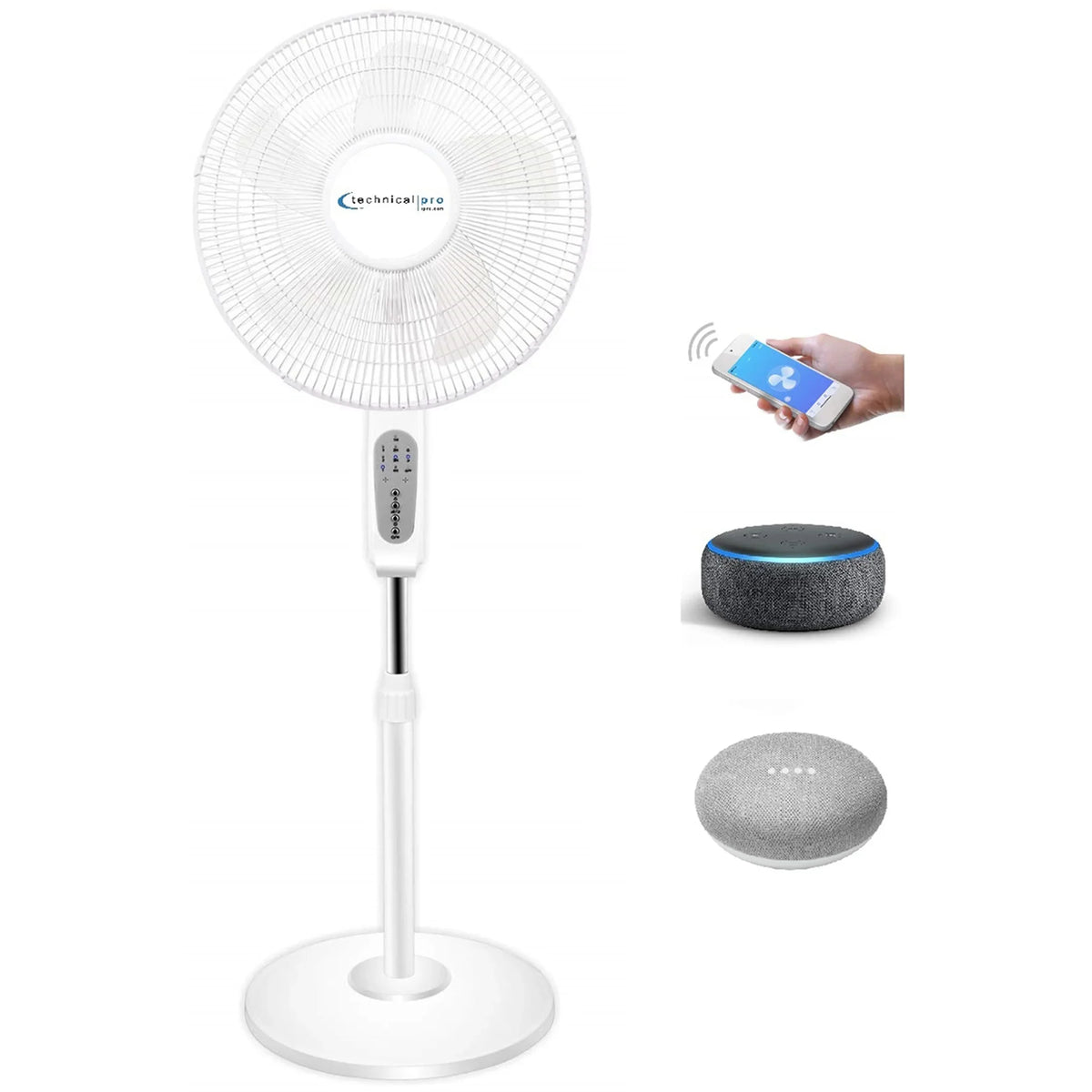 Home 16" Technical Enabled Standing Oscillating Pro Alexa/ Amazon with Feature, WIFI Voice Compatibe Fan with