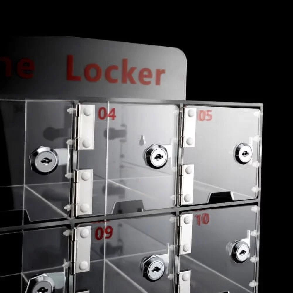 Clear Storage Cell Slots w/ Acrylic Thickened Keys Phone 20 Locker Cellphone Box