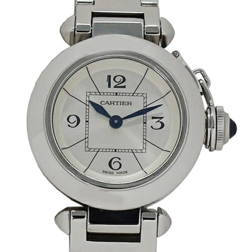 SS, Polished Miss Stainless Watch, Silver, (Good) Pasha W3140007, Steel, Cartier Pre-Owned Ladies Quartz,