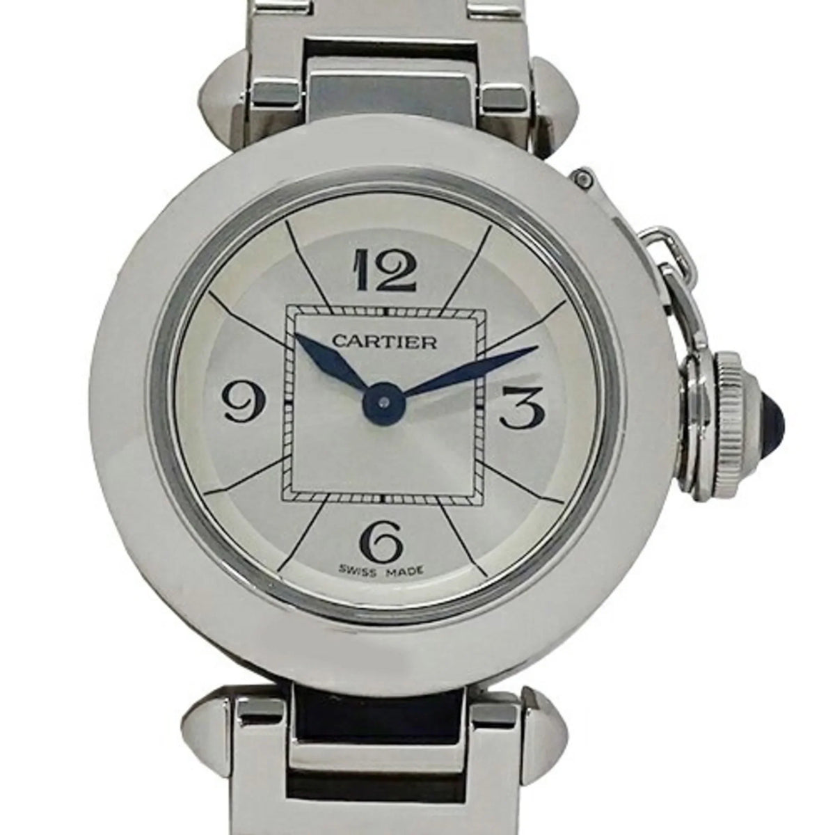 SS, Polished Miss Stainless Watch, Silver, (Good) Pasha W3140007, Steel, Cartier Pre-Owned Ladies Quartz,
