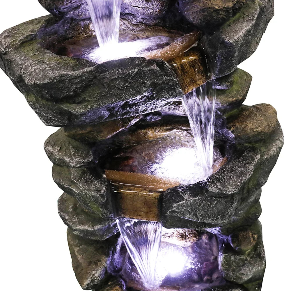 LED Stacked Rock Fountain 40inches Simulated Lights with High Kmowoo liquid