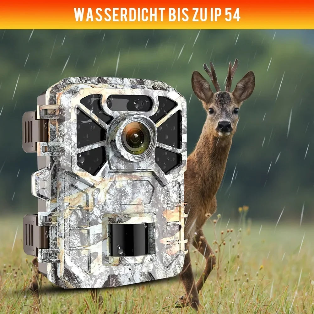 with Wide Surveillance, with 2 Game Waterproof Monitoring, 120° Angle Pack Trail Wildlife Camera 30MP Camera, Vision Hunting Lens Night Monitor 2k Trail Farm Infrared