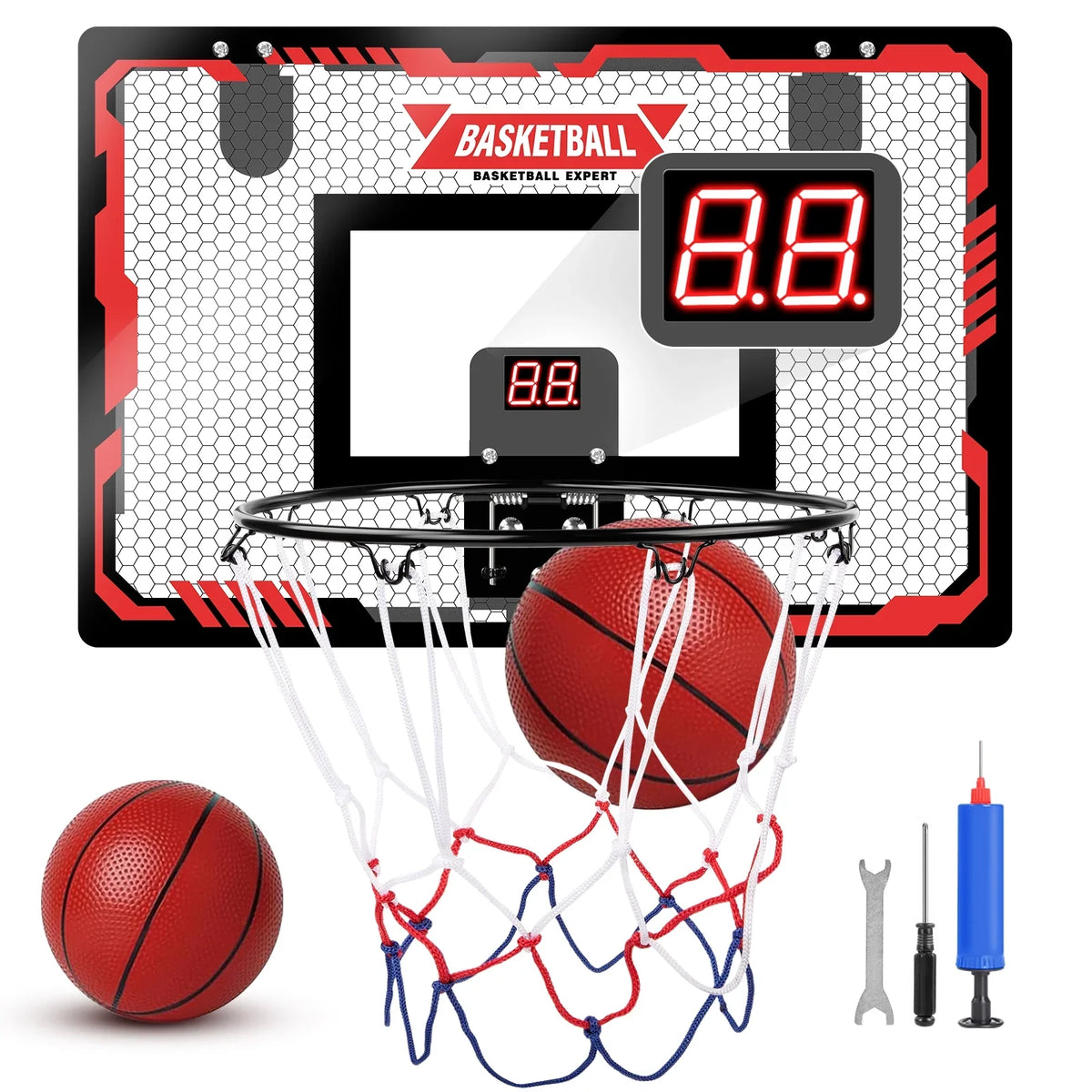 Balls for Mini & Gifts Indoor 8 Light Old 9 Indoor Door 12+ 11 Hoop Christmas Hoops, Basketball with 2 Scoreboard, Year 5 for Goals Boys 7 Toys 10 Kids, Basketball The Electronic 6 Basketball LED Over