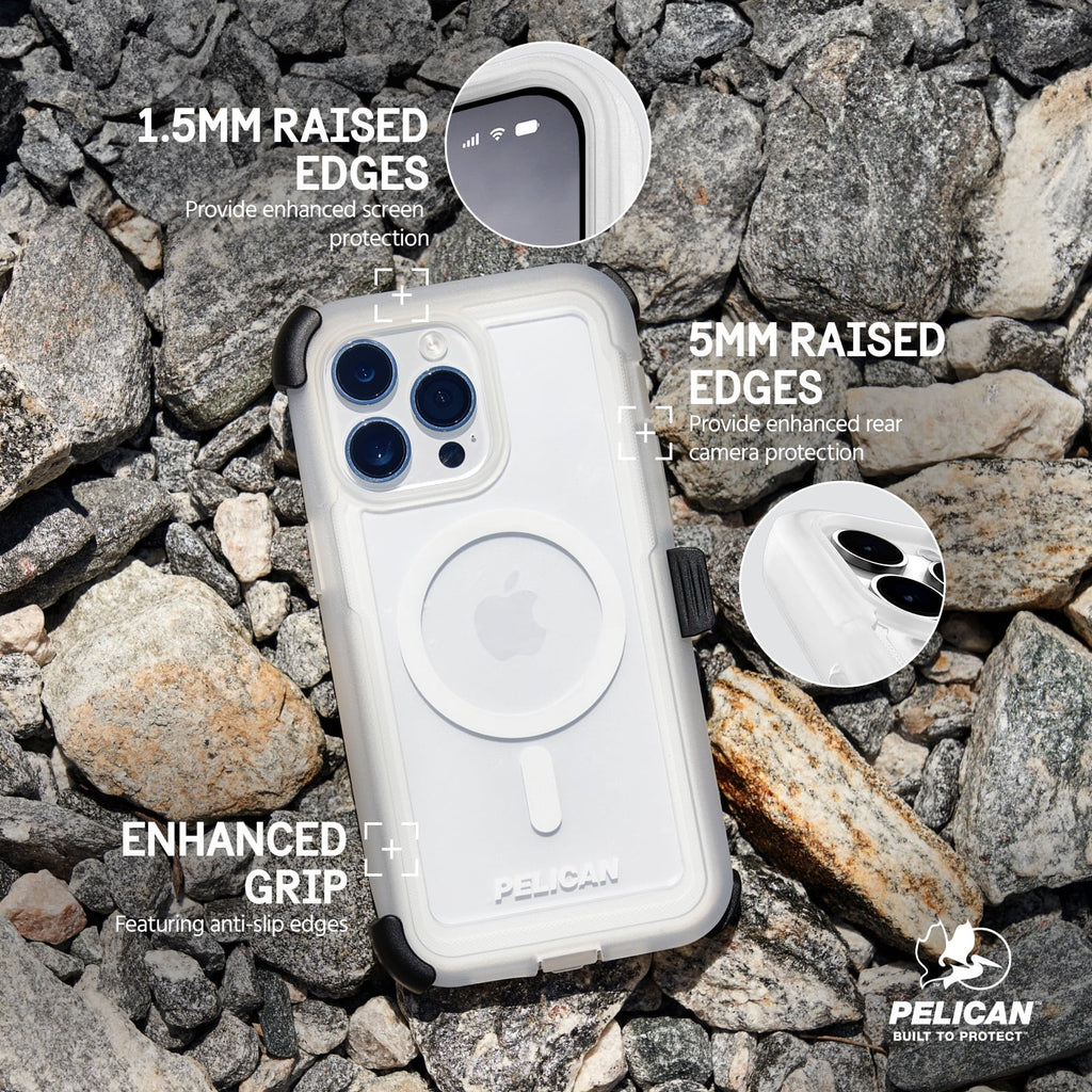 with - Clear Clip Pro Case [MagSafe Compatible] Voyager iPhone 15 Series Max Pelican Holster Belt