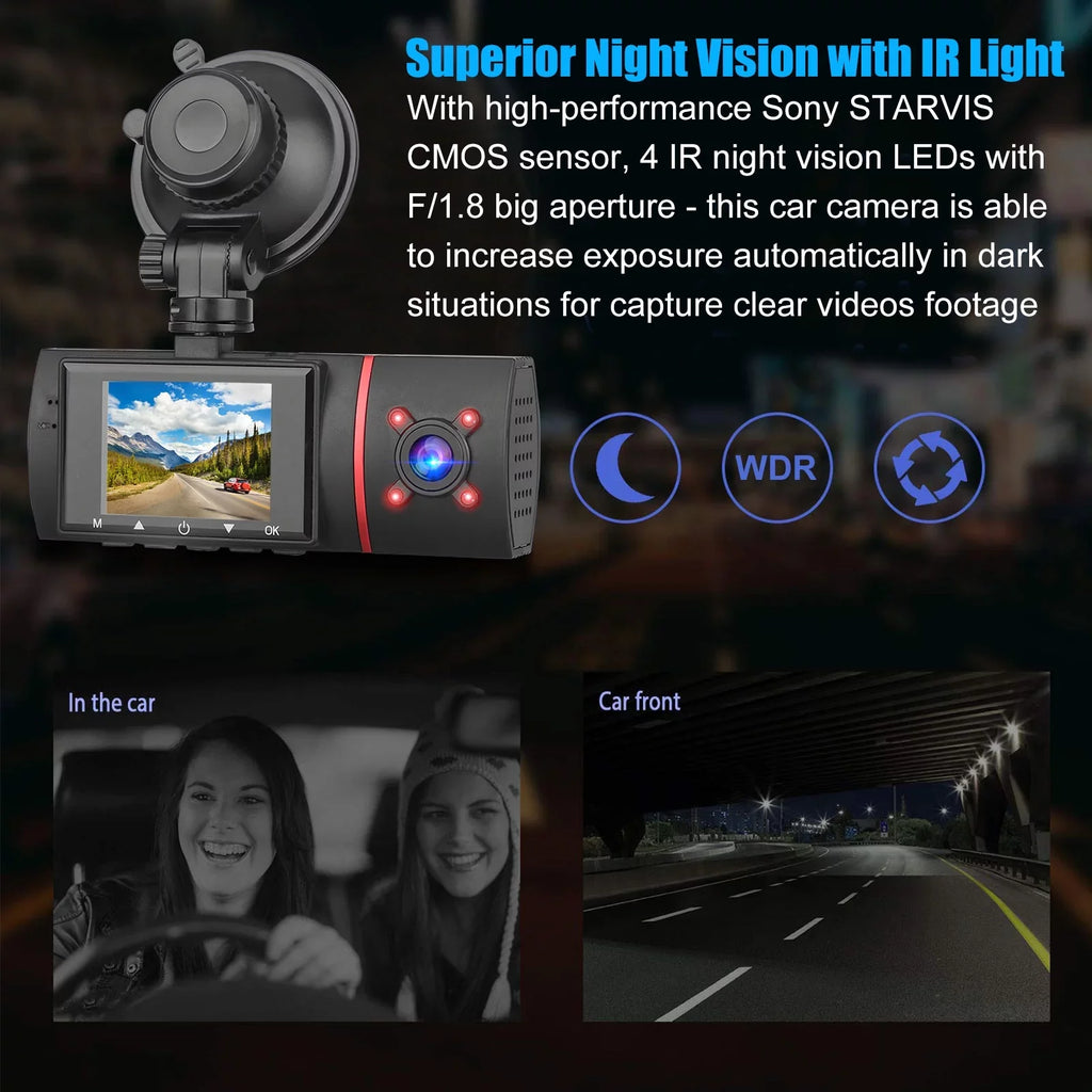 DVR Screen, 1080P Parking 2" 170° EEEKit Recorder Front Loop WDR, with G-Sensor, Dash with Monitor Dashboard Cam, Night Vision, Car Driving Car and IPS Car Inside Recording, Wide Camera Angle, Dual