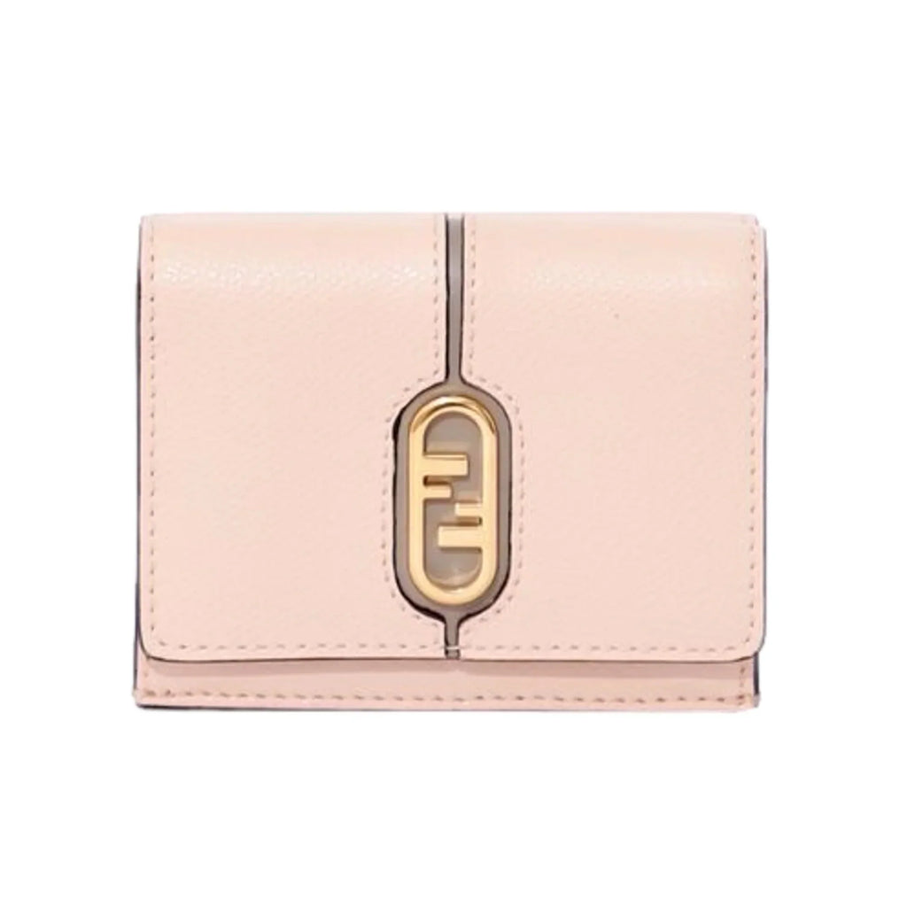 Gray Fendi Calf O'Lock Tortora Pink Leather Wallet Micro Trifold Rose