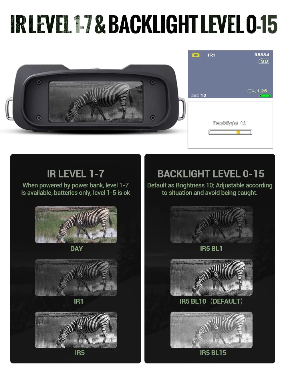 Viewing Digital for Total Vision Screen 64G LAKWAR and Night Binoculars Vision Card Infrared with for Day Night x Hunting Night Binoculars Large Darkness 10.8 31mm Binocular with TF