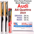 (Set 2019 Quattro Beam Audi 3) Wiper Performance w/Rear A4 Wipers of