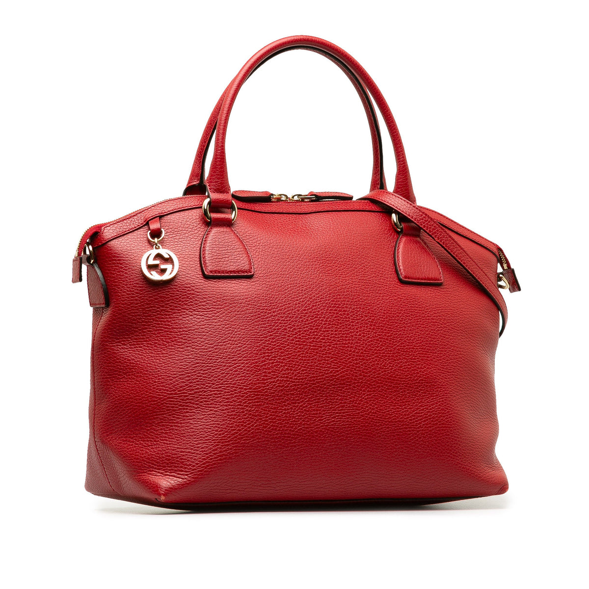 Unisex Satchel Calf Charm (Good) Red Leather GG Authenticated Convertible Dome Pre-Owned