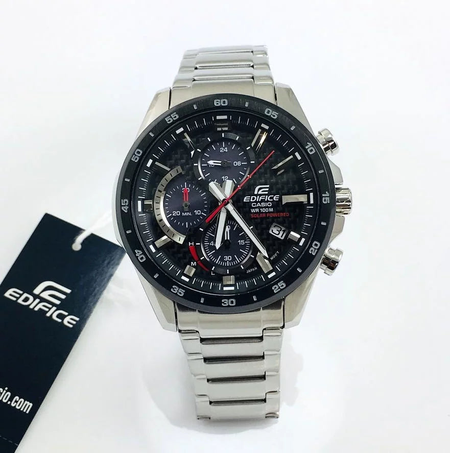 Chronograph Edifice Casio Watch Men's Steel Stainless Solar-Powered EQS-900DB-1AVCR