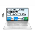 Intel Iris Audio, SSD, 17.3" Backlit Laptop HD Keyboard, Xe Core Intel RAM, Graphics, HDD+ HD Win11, 2TB Processor, 32GB 2TB FHD Nits Webcam, 32GB HP 2021 Silver, Computer, IPS USB Card i5-1155G7 250