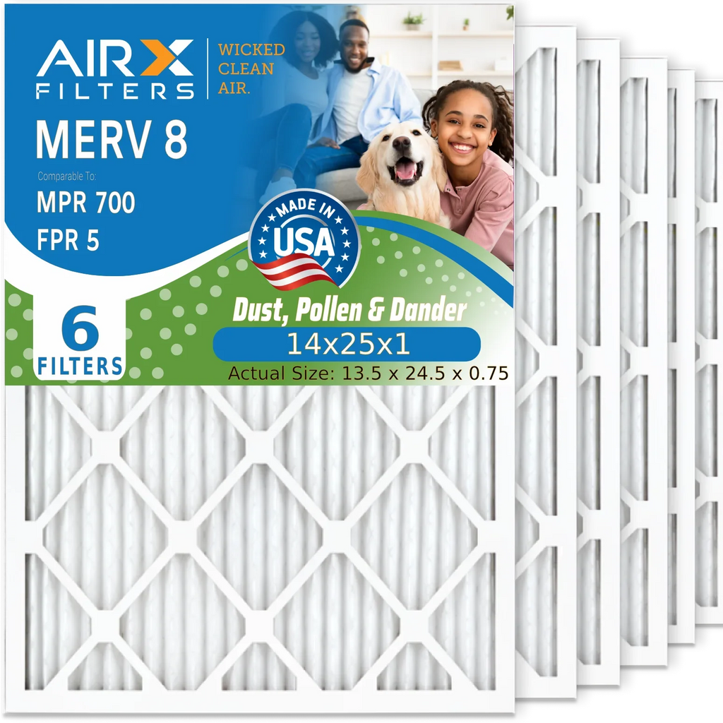 6 AIRX Air 5 & 14x25x1 Filters CLEAN Electrostatic to AC MERV USA 700 Filter by Pleated WICKED FILTERS MPR Furnace 8 FPR Pack AIR. Air 14x25x1 Premium Made Conditioner HVAC Filter Comparable