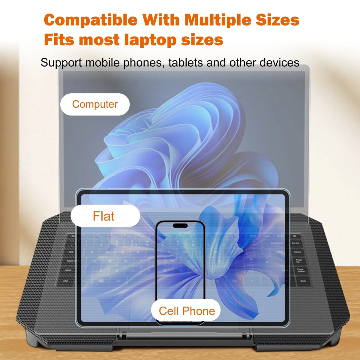 Htovila Fan, 10-15.6 Ports Strength Inch USB with Cooling 2 Laptop Adjustable and Fan