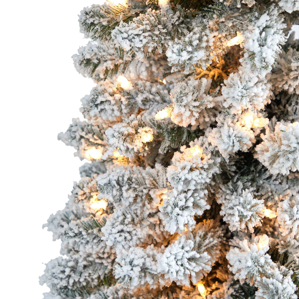 Pencil 400 Natural Christmas Prelit Tree Flocked White Clear 7' Lights Artificial Nearly