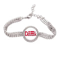 Flag Diamond Jewelry National Pattern Red Tennis Chain Bracelet Demark Anklet