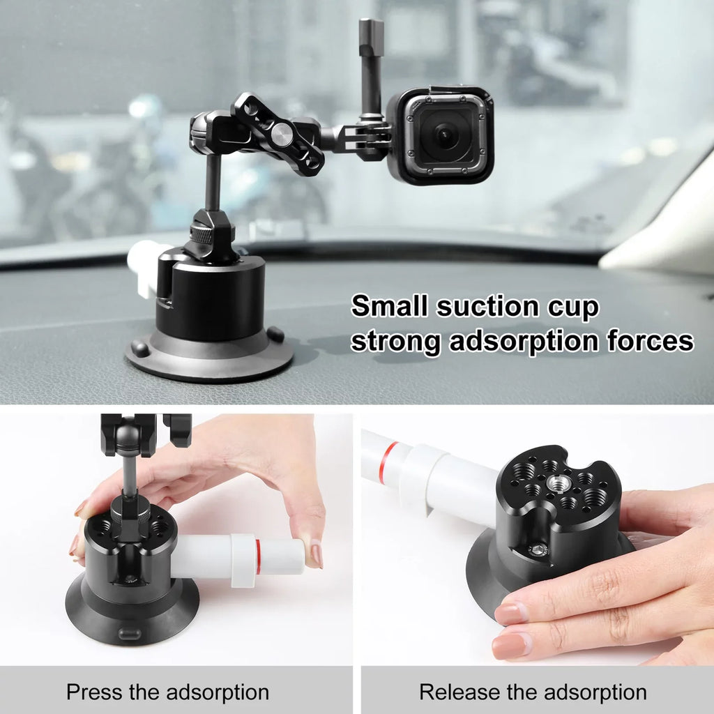 Camera for Mount Suction Osmo Camera 11/10/9/8, Rotatable Dual Replacement PU845B Hero 3/2 Mount Ballheads Action Action for Bracket Suction 360° Cup PULUZ GoPro