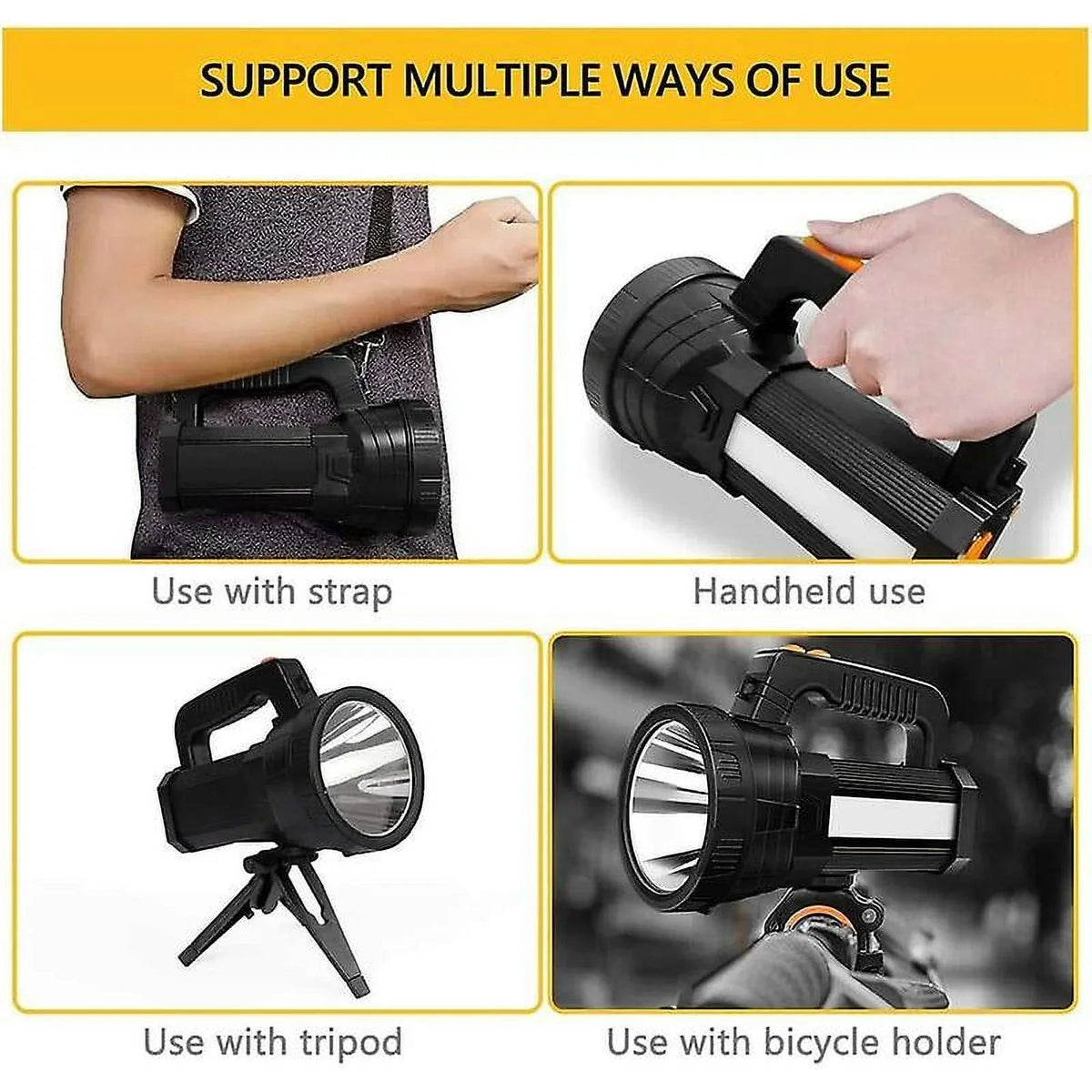 Flashlight 6 Led Camping With (black) Rechargeable 15000 Waterproof Bright Light Flashlight Emergency For Modes, Super Lumens Led