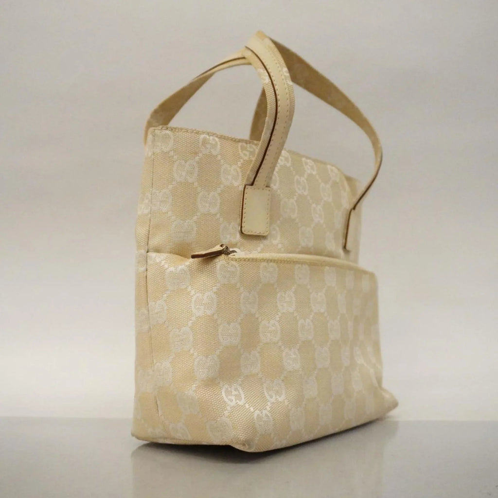 002 Women's Handbag (Good) Pre-Owned Ivory 1079 Canvas Leather GG