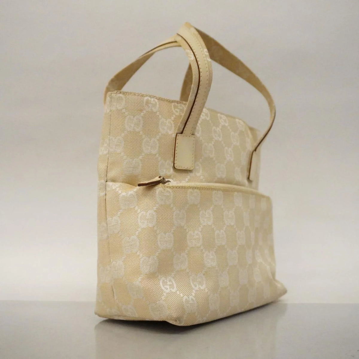 002 Women's Handbag (Good) Pre-Owned Ivory 1079 Canvas Leather GG