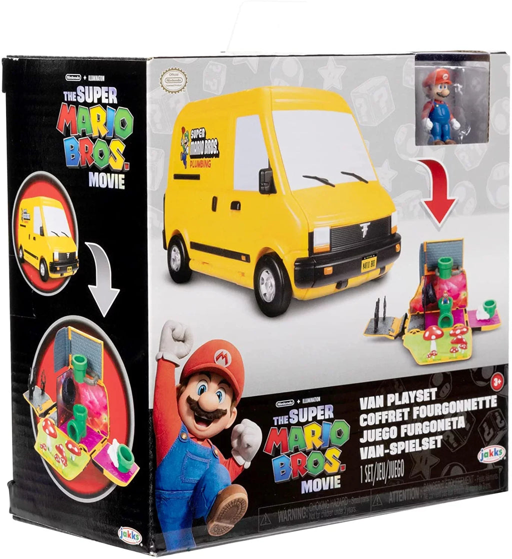 with to Opens Yellow Action 8 to inch Super Movie 1.25 Mario 3 Reveal Bros. Van Children Movie Figure Playset Moment
