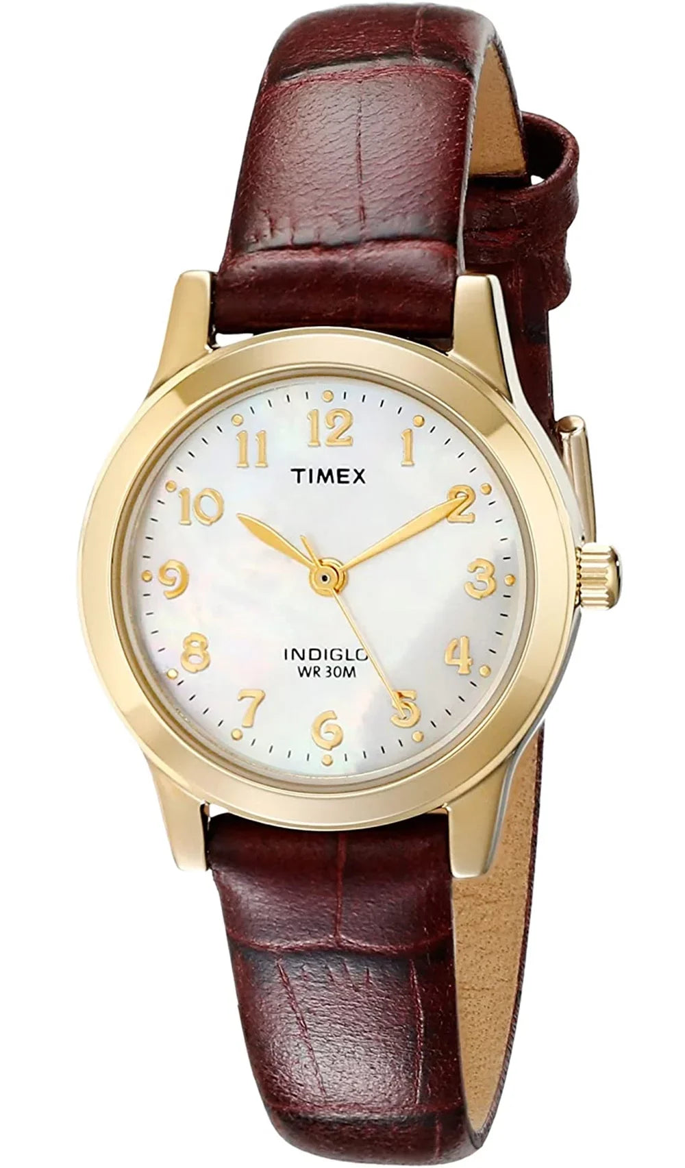 Women's Avenue Timex outfit Essex Strap Gold/Burgundy/MOP Leather Watch, 25mm