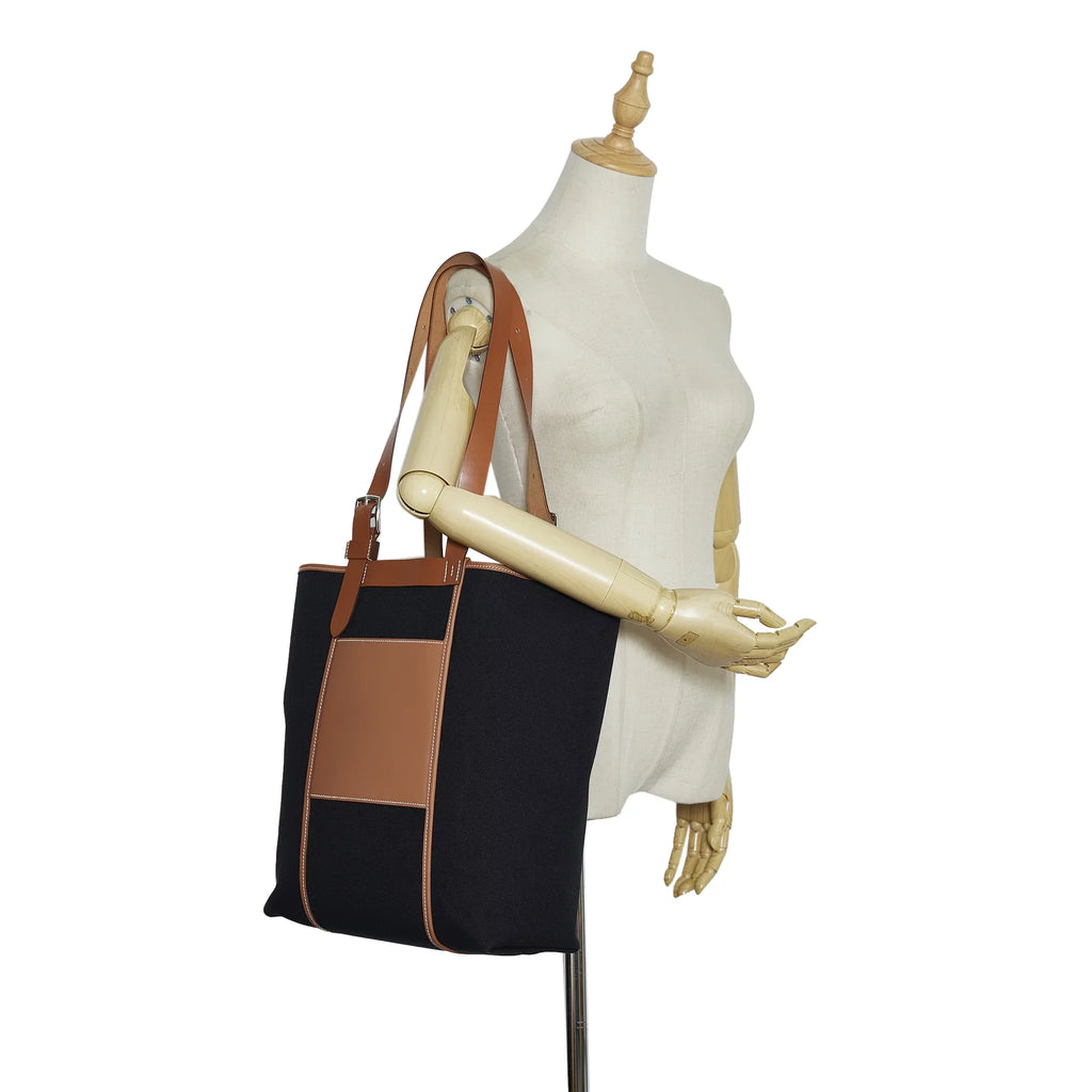 Canvas Bag Pocket 27 Fabric Hermès Toile Authenticated Goeland Tote Pre-Owned Unisex Etriviere Black (Good)