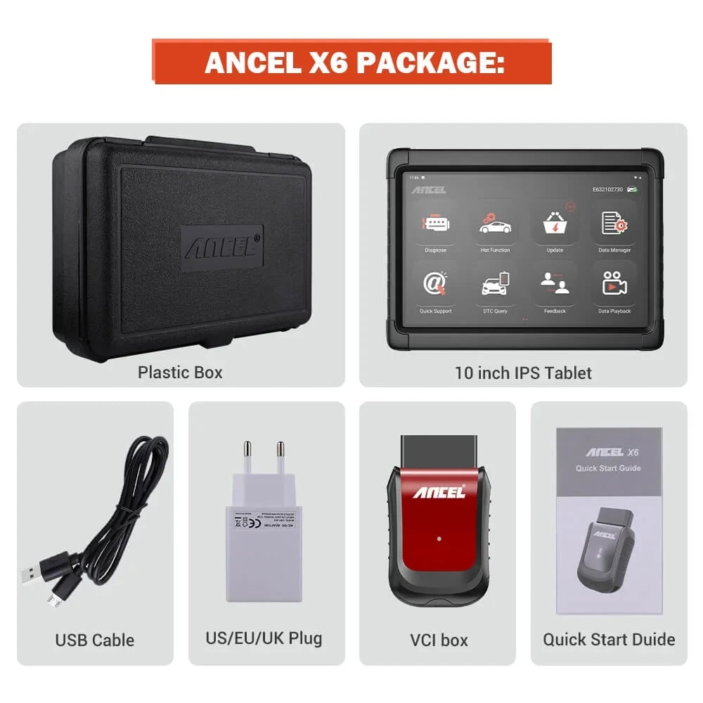 System Services OBD X6 Code Tool Tablet Automotive Scan ANCEL Car 10 Scan Reset Diagnostic All Bluetooth Scanner Live OBD2 Diagnostic Automotive Bi-direactional Auto Data Scanner VIN Car Reader EOBD