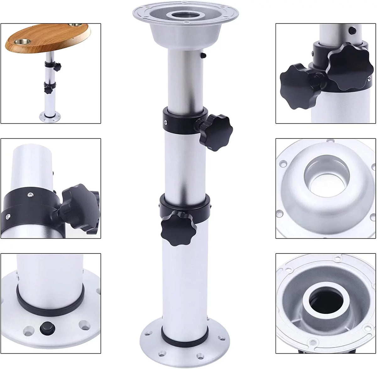 Motorhome Pedestal Frame Mount Table Leg Boat Alloy Aluminum Thickened for Miumaeov Table 16.9"-29.1"Adjustable Base Removable Camper Marine Stand Caravan RV