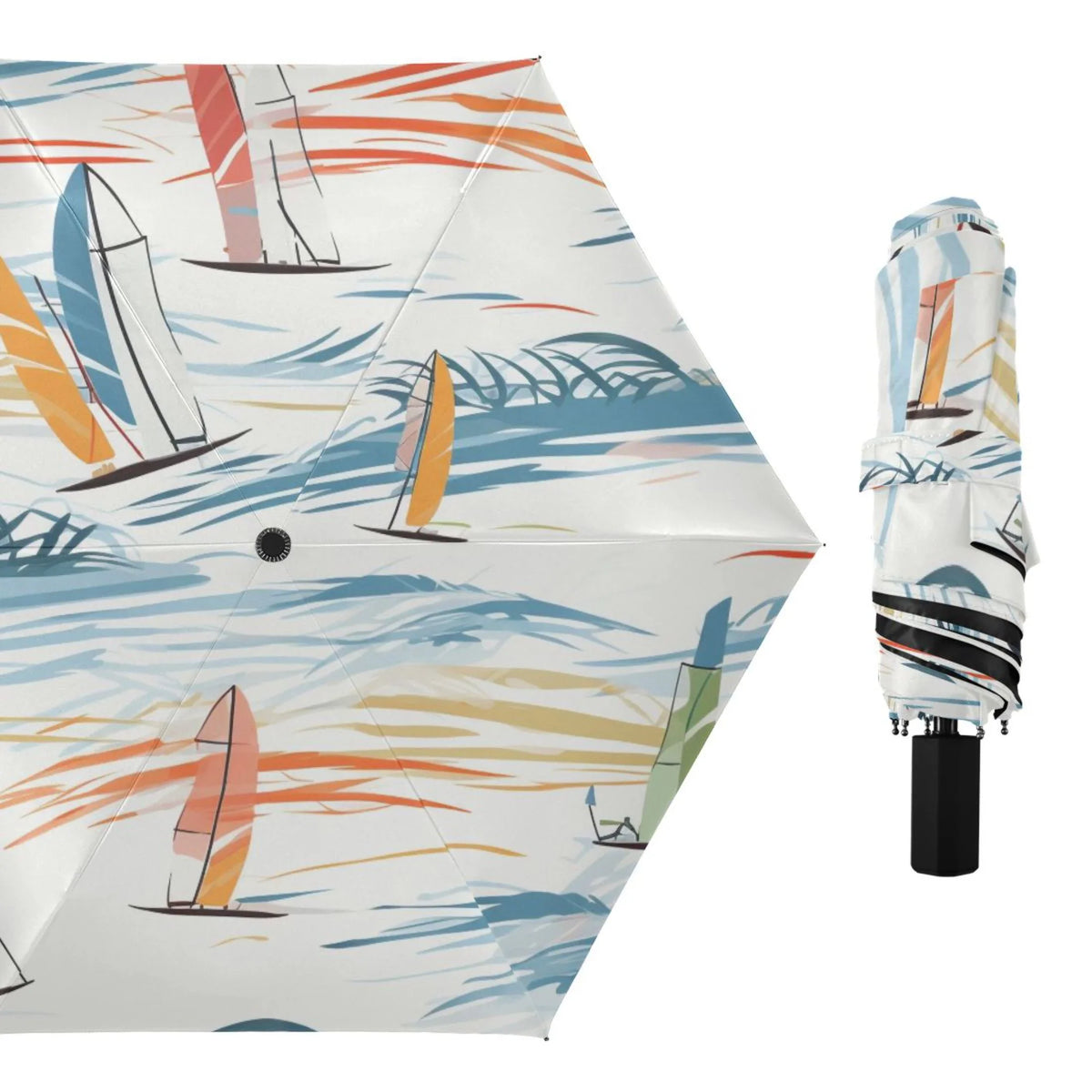 Rain Arc Lightweight Sailboats Umbrella Compact UPF Windproof 50+ Folding for Packable dimension Umbrella Travel