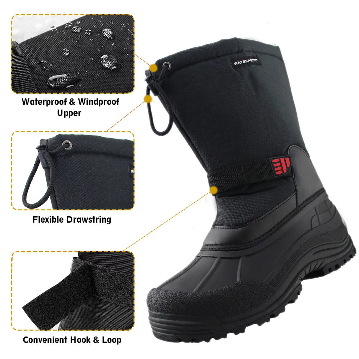 Boots Winter 11.5 Anti-Slip Male Snow Waterproof Adult Boots dimension Tanleewa Shoe Insulated Men's