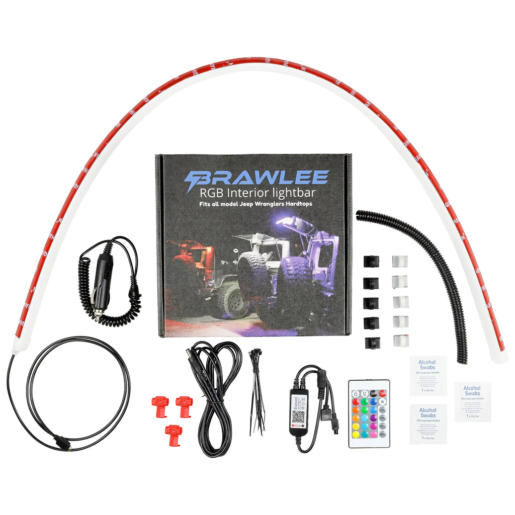 Wranglers JK, Bluetooth Done Brawlee . Bar Interior RGB Silicone Light All from Hardtop JKU, of Jeep JL,JLU By LED CJ, Right TJ, Fits -2023. Models LJ, 1987 Remote with