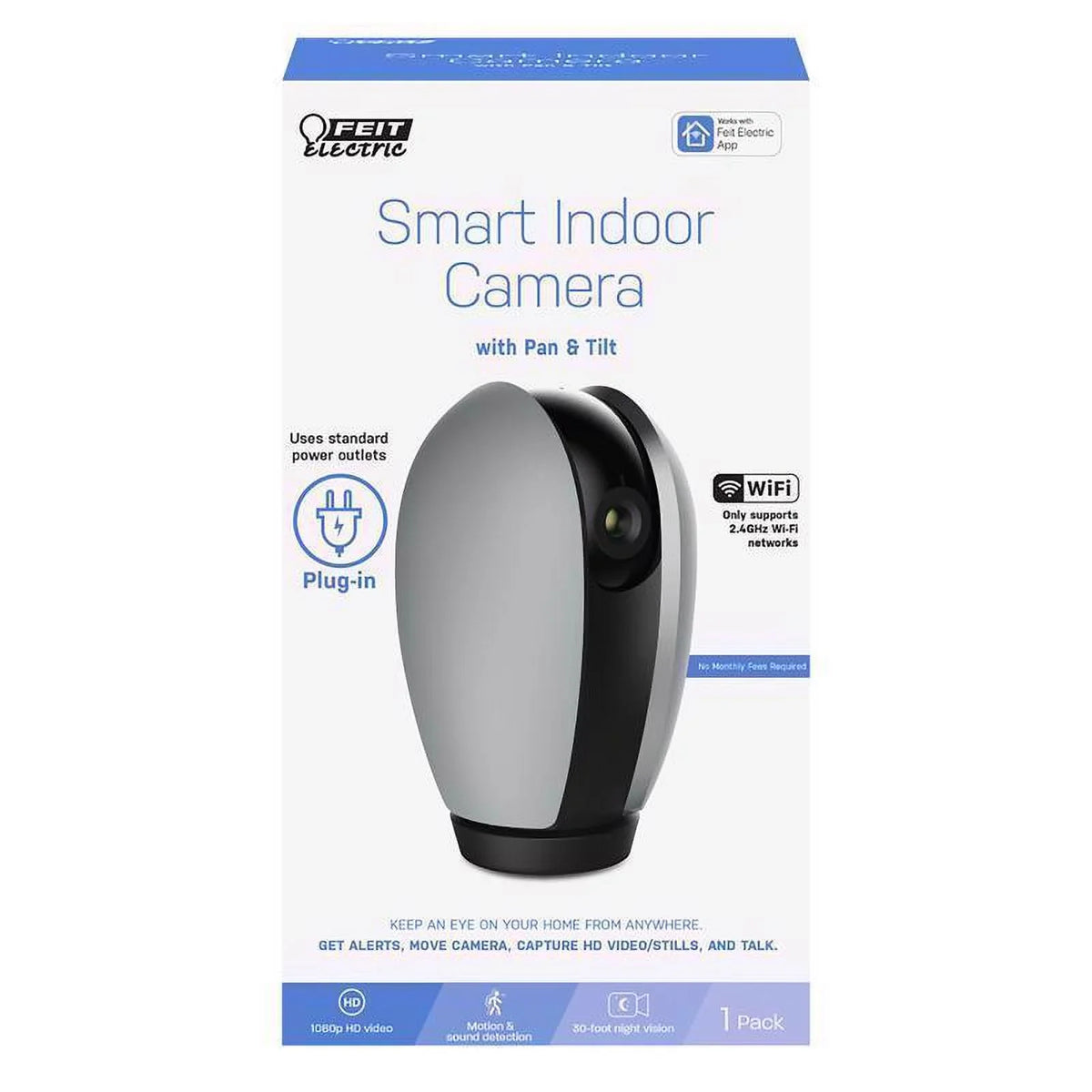 Feit & Pan Security Smart Home With Wi-Fi 1 Pc, Indoor Plug-In Camera Tilt