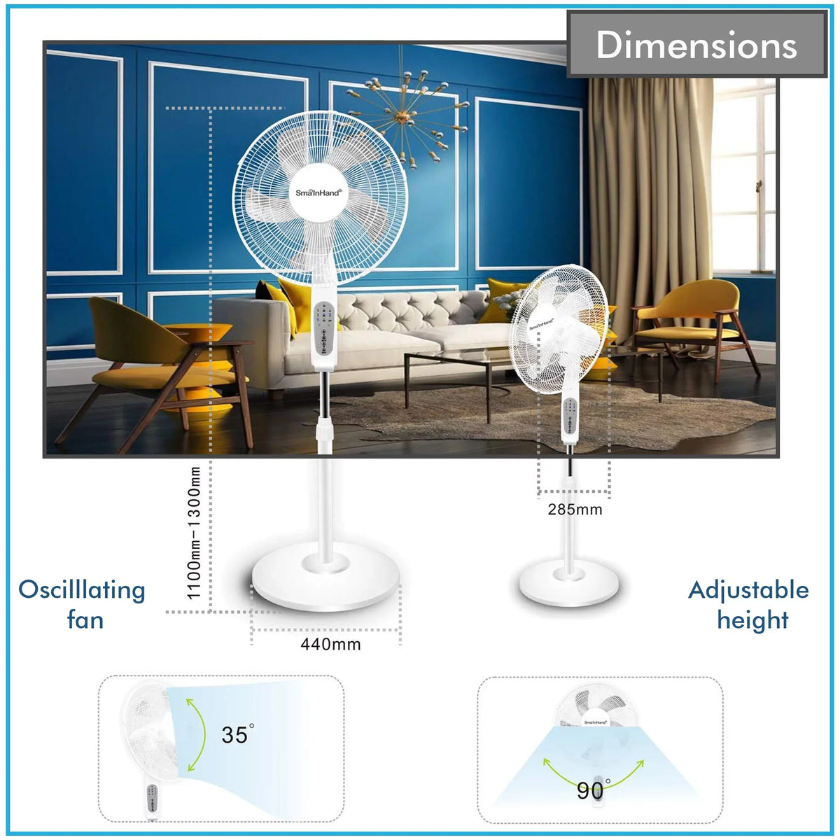 Home 16" Technical Enabled Standing Oscillating Pro Alexa/ Amazon with Feature, WIFI Voice Compatibe Fan with