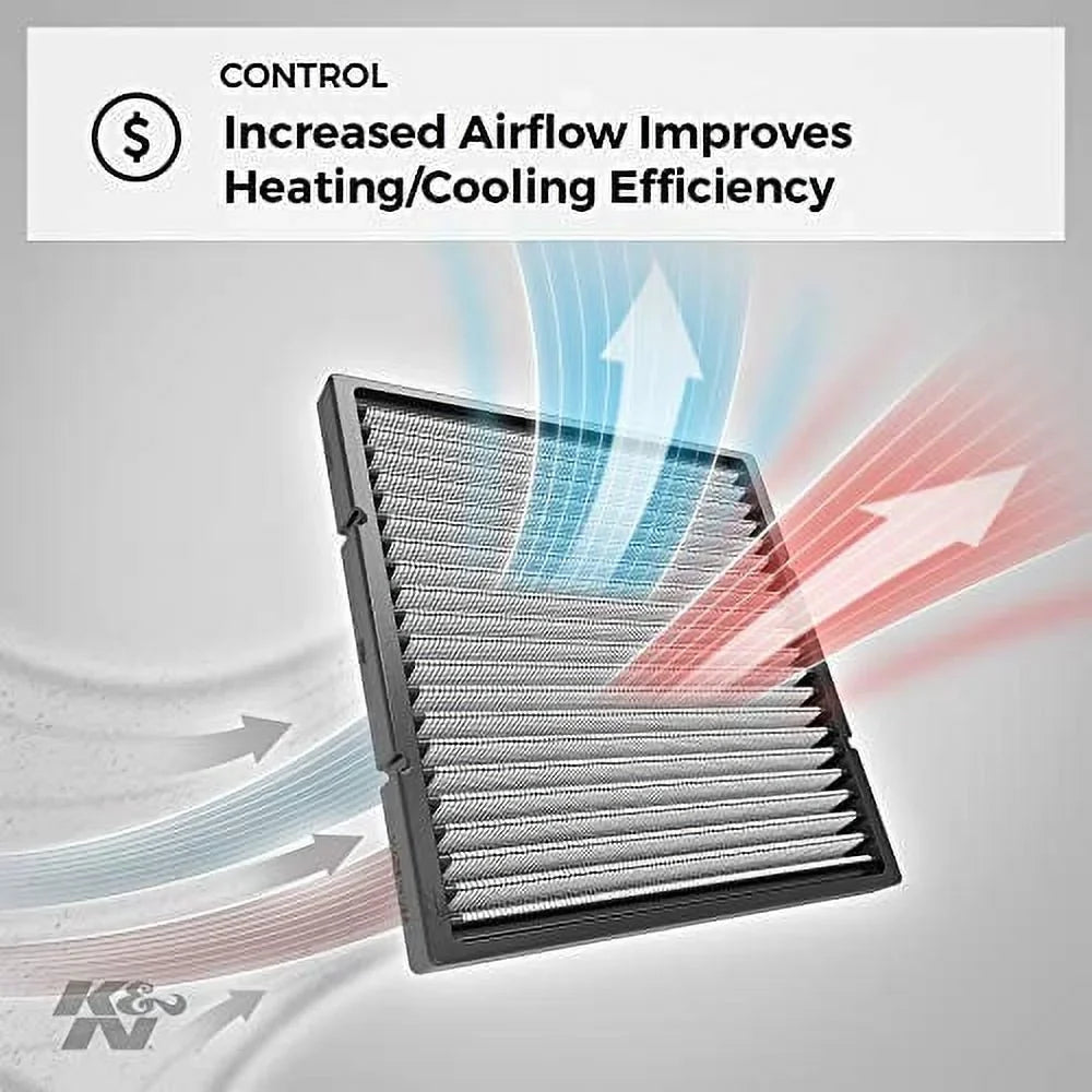 Dodge/Jeep/Chrysler Air Vehicle Designed K&N Reusable: Filter: 2007-2019 For VF2013 Washable Cabin Select Models, and