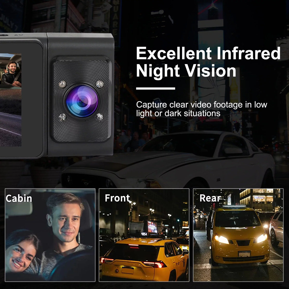 Backup with 3 Dual Camera Dash Vision, G-Sensor Camera, 1080P Night Front Rear, Car Channel Dash and Cam Cam TSV DVR