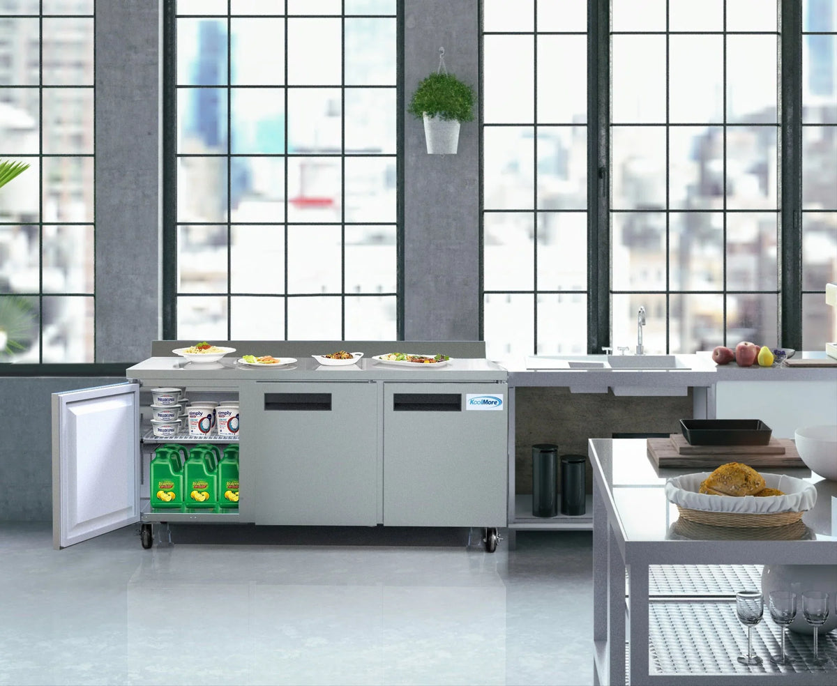 in. Cu. Refrigerator Steel, KoolMore Stainless 72 ft. Worktop 16.9 in Door Three Commercial