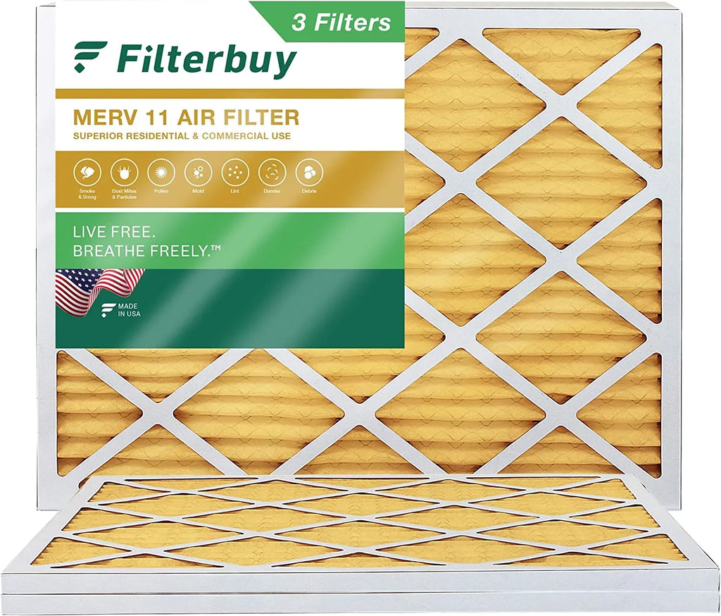 11 Pleated Air Filterbuy MERV HVAC AC (3-Pack) Furnace Filters 16x21.5x1