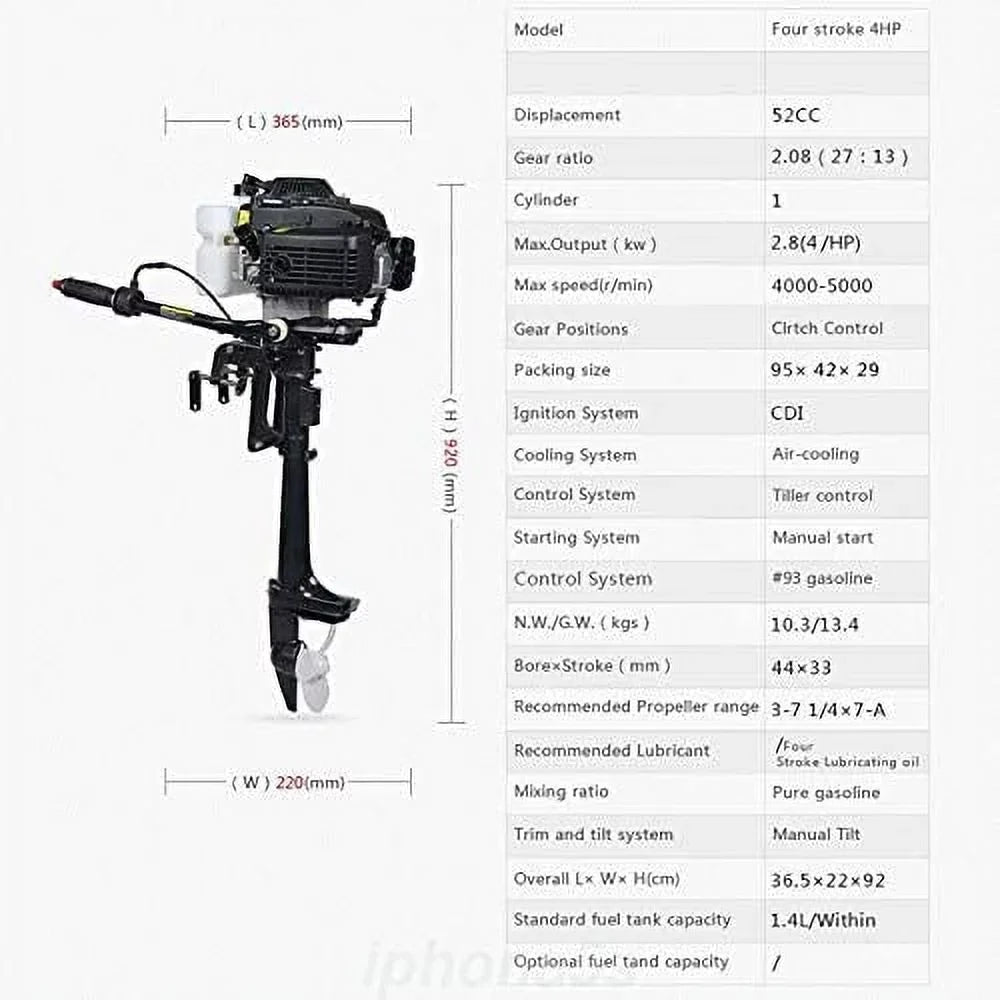 Control Miumaeov Motor Inflatable Tiller Cooling 2 Stroke Heavy Air Shaft Trolling CDI 3.6HP Engine System Outboard Shaft Duty Fishing Boat Propeller