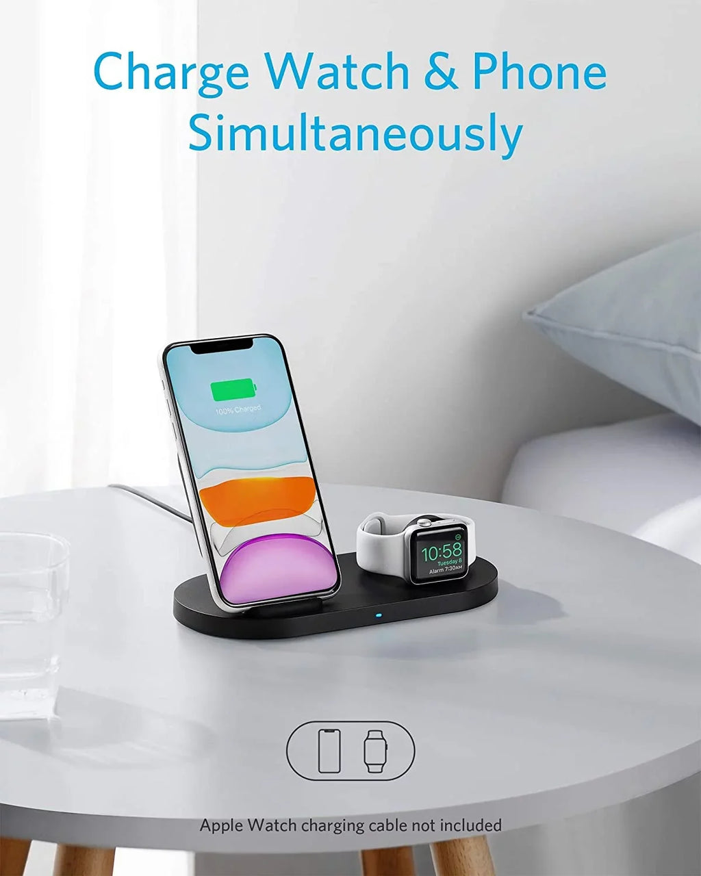 Anker 2020, Wireless with SE Pro iPhone 11 Stand Station (Watch Watch Sense Charging Charging Watch Charging PowerWave for Not SE/6/5/4/3/2/1, QC Included) Charger, 11, Cable Holder 2-in-1 with