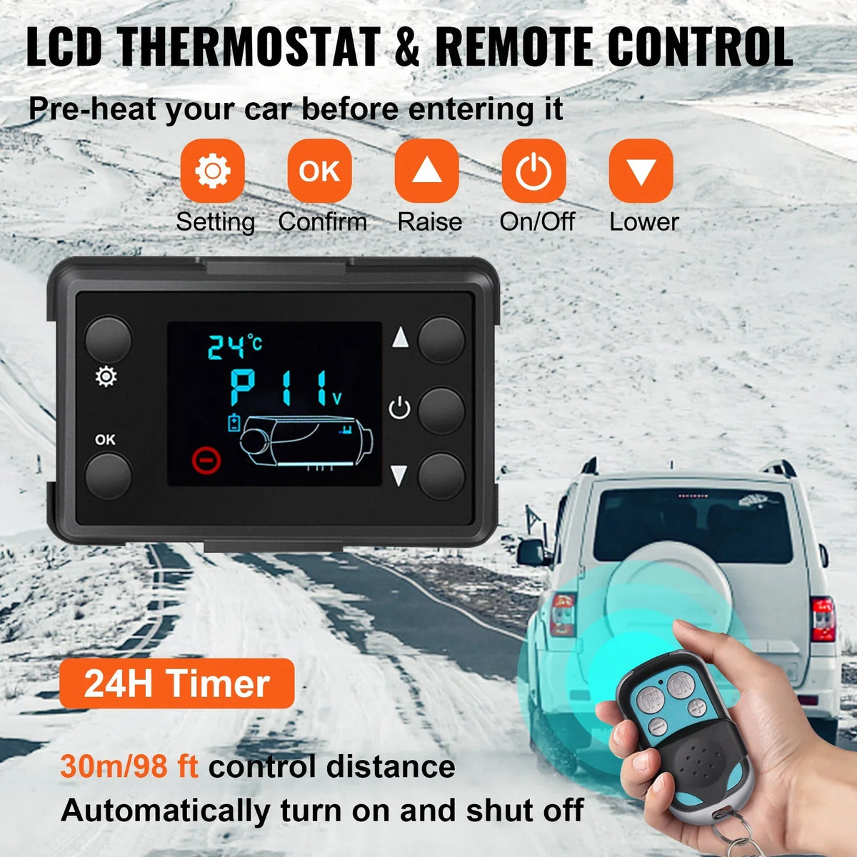 Diesel with Truck Bus, for Heater Mini VEVOR 5KW Boat, and Car Air Heating LCD, Motorhomes Heater Trailer, 12V Remote Control RV, Fast